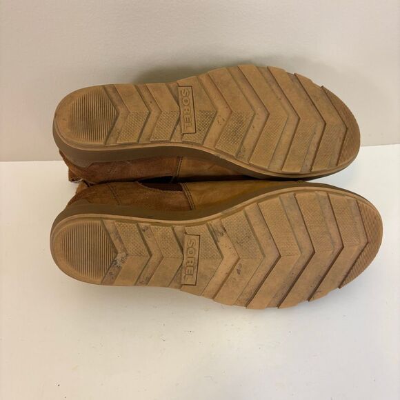 Sorel Chestnut Leather & Suede Ankle Pull On Wedge Booties Size 9 - Picture 6 of 8